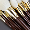 Factory Wholesale 11 Pcs Premium Wool Makeup Brush Set Birch Solid Wood Handle Gold Aluminum Tube Private Label Face Eye Cosmetic Brushes