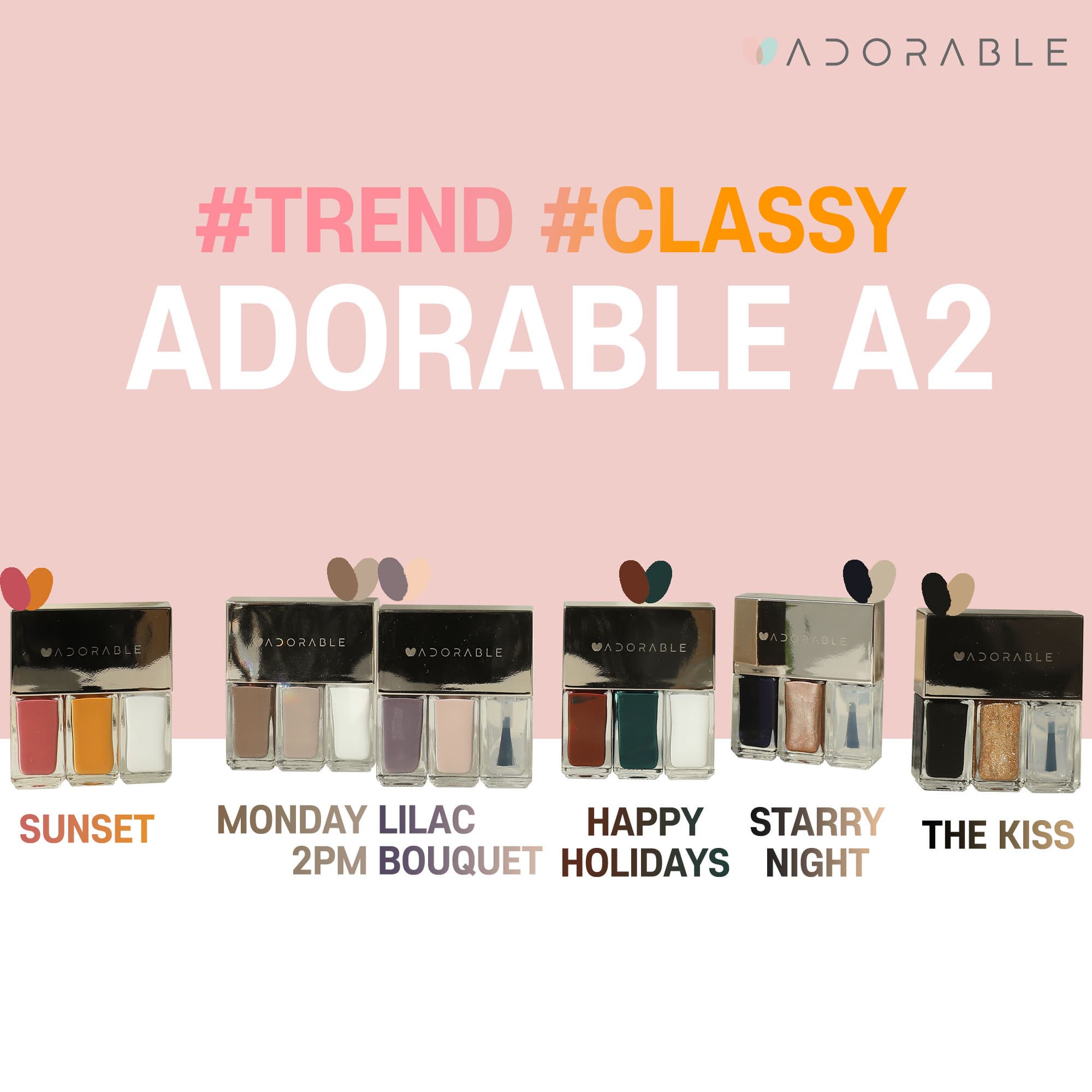 ADORABLE(A2) Non-toxic Peel-off Nail Polish Set, Halal&amp;Vegan