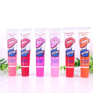 Amazing 6 Colors Long Lasting Waterproof Romantic Bear Peel off Tint Liquid Makeup Lipstick Tattoo Lipgloss Lipsticks