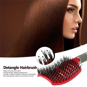 Curly Wig Brush Curved Plastic Rubber Tangle Vent Detangling Wet Paddle Boar Bristle Hair Brush Flex