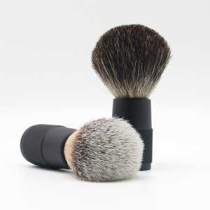 Custom logo travel size  badger hair shaving brush metal handle shaving brush