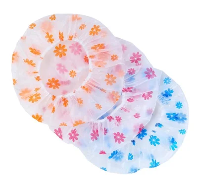 Disposable PE Shower Cap with Cherry Design