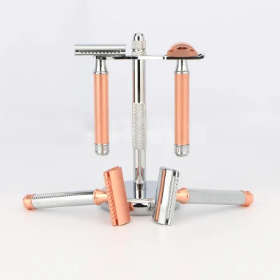 Eco Friendly Reusable Metal Safety Razors Rose Gold Double Edge Safety Razor