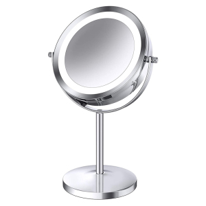 Factory hot sale desktop LED makeup vanity mirror with magnified 10X mirror double-sided LED light