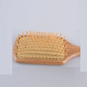 Household organic bamboo hair comb with handle, cheap comb massager bamboo No-static hair comb