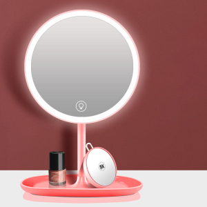 LED Cosmetic Make Up Mirror Luminous makeup mirror USB Charging Lighted Cosmetic Mirror with Storage Tray