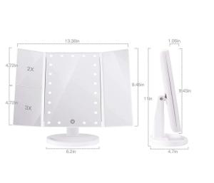 Makeup Mirror with Lights 21 Led Light Up 2X 3X Magnification Standing Desktop Cosmetic 3 Way Trifold Vanity