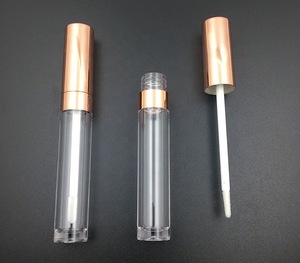 Metallic Silver Rose Gold Plastic Round Stock Empty Lip Gloss Bottle Eyeliner Container Mascara Tube