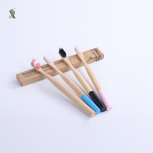 Miniature brush head with round handle biodegradable toothbrush nylon bristles