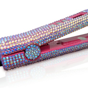 Minimum MOQ flat iron diamond inlaid hair straightener most popular wholesale flat irons