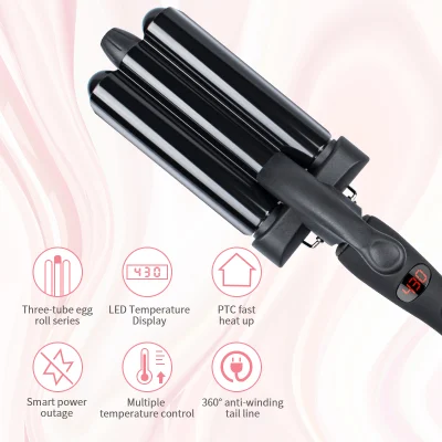 on Sale Electric Three Barrel Permanent Straightening Hair Magic Curler