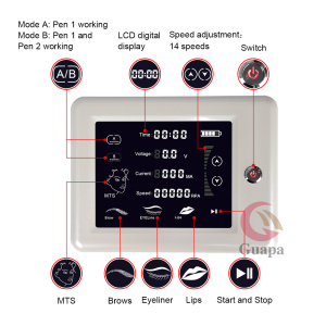 Touch Screen Permanent Makeup Tattoo Machine Digital Electric Rotary Pen MTS PMU System Makeup Machine with Rechargeable Panel