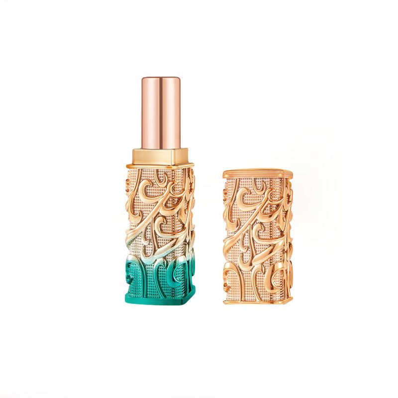 Customized Electroplating Dual-Color Unique 3D Relief Design Metal Hollow Shell Zinc Alloy High-end Lipstick Tube