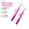 2 Pcs Pink Stainless Steel Tweezers for Eyelash Extensions Eyelash Extension Tweezers Sets Volume Tweezers Lash Extension