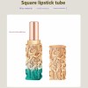Customized Electroplating Dual-Color Unique 3D Relief Design Metal Hollow Shell Zinc Alloy High-end Lipstick Tube