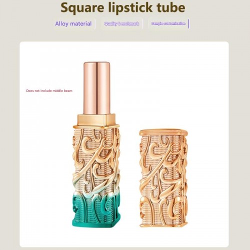 Customized Electroplating Dual-Color Unique 3D Relief Design Metal Hollow Shell Zinc Alloy High-end Lipstick Tube