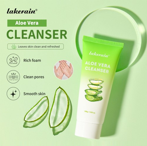 Aloe Vera Facial Wash 100g, Gentle Foaming Cleanser, Mild Aloe Cleansing Milk Removes Oil & Impurities for Face Daily Care