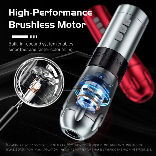 BRONC THORN Dual Batteries Ergonomic Stroke 4MM Fast Charging Swiss Motor Wireless Tattoo Pen Machine