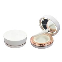 Popular White Round Air Cushion Liquid Foundation Container Makeup Pressed Powder Compact with Mirror with LED Light