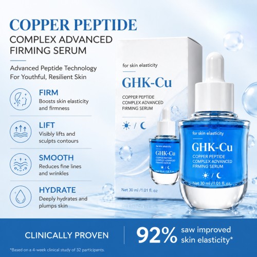 Copper Peptide Complex Facial Serum, Advanced Firming Anti Aging Serum, Collagen Boost Brightening Hydrating Skin Serum for Face Reduce Fine Lines & Wrinkles