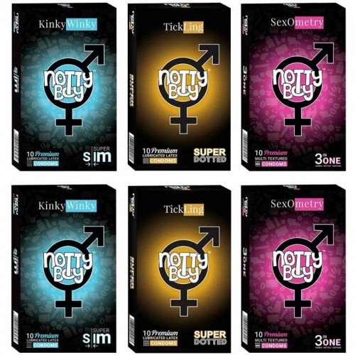 NottyBoy Ribbed Condom & Extra Dotted, Ultra Thin Lubricated Condoms Bulk Variety Pack