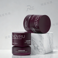 20g Dark Purple Glass Eye Cream Jar with Matching Purple Lid, Cosmetic Jar for Anti-Wrinkle Eye Cream, With Inner Liner & Base Tray