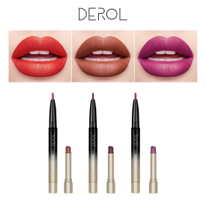 DEROL custom logo luxury velvet lip stick and lip liner pencil oem matte waterproof matte 2 in 1 lipstick private label