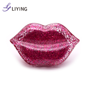 Free sample custom logo plastic glitter lip shape detangliing  hair extension brush hair brushes