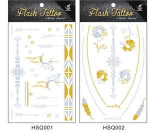 gold silver temporary metallic foil waterproof adhesive body jewelry tattoo sticker /tatoos