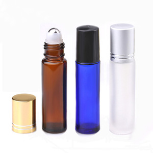 Hight quality 10ml essential oil frosted amber cobalt perfume bottle 10ml roll on glass bottle for essential oils