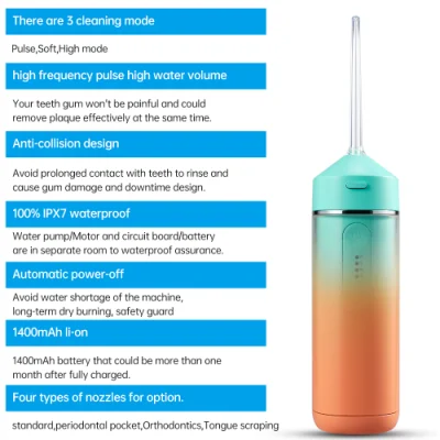 Home Use Quiet Design Ipx7 Waterproof Handheld Cordless Water Flosser H2ofloss in Stock