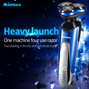 Hot Selling MARSKE Professional 4in1 Grooming Kit LCD Display Battery Power Beard Trimmer Rotary Face Shavers