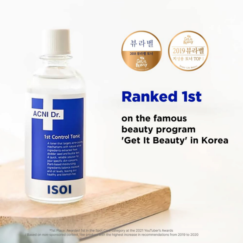 ISOI ACNI Dr. 1st Control Tonic Plant-Based Soothing Formula for Oily Sensitive Skin Sebum Care