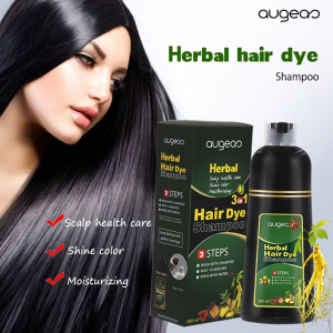 OEM LOGO Augeas Brands Ammonia Free Hair Dye Shampoo Manufacturer Private Label Dark Brown Natural Black Hair Color Shampoo