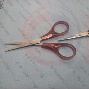 Professional Sharp Makeup Tool  Pink Plastic Handle Eyebrow Shear Straight Tip  Scissors