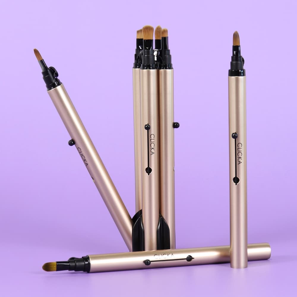 Retractable Automatic Lid Lip Eyeshadow Pointshadow Concealer Smudge Eyebrow Makeup Brush Set