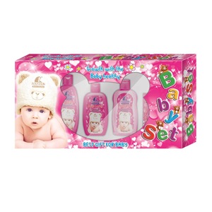 ROUSHUN Yellow/Pink Baby Set with Shampoo/Powder/Oil/Lotion