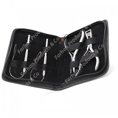 Salon Mini Set Hair Extension Tools Leather Case Set Pliers