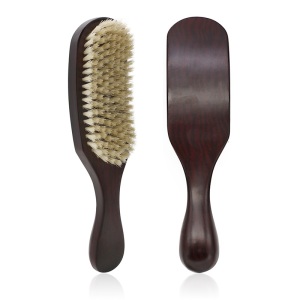 Solid Wood Mustache Grooming Brush 100% Natural Bristle Beard Brush Barber Curve Brush