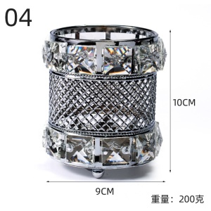 Square/Diamond/Round Shape Manicure Tools Holder Hollow-out Design Silver Crystal Make-up Brush Holder POT-66
