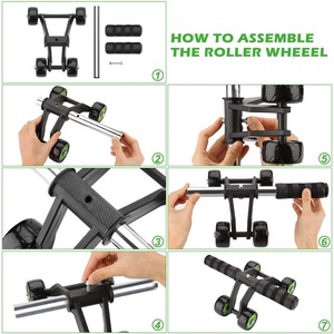 Wellshow Sport Bodybuilding Home Gym Equipment Fitness 4 Wheels Abdominal Trainer Wheel Abc Roller For Core Workout