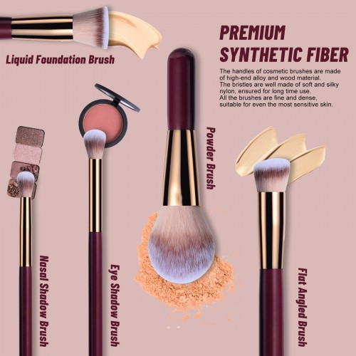 14PCS Professional Makeup Brush Set with LED Light Mirror Case – Synthetic Bristles, Travel Cosmetic Brush Kit for Wholesale