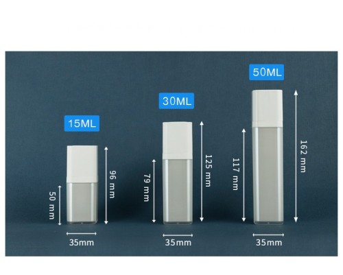 50ML Cosmetic Essence Square Rotating Refillable Airless Bottle Vacuum Dispenser