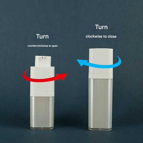 50ML Cosmetic Essence Square Rotating Refillable Airless Bottle Vacuum Dispenser