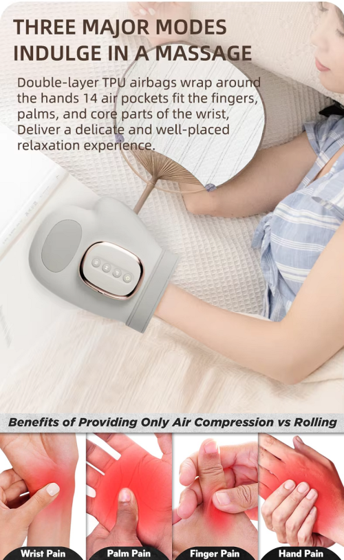 Smart hand massager- air compression, heating and vibration