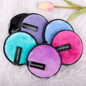 12cm Facial Cleansing Set Pack Washable Pink Customizable Reusable Makeup Remover Pads With Business Logo