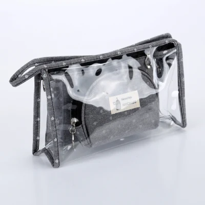 2022 PVC Korean Makeup Case Three-Piece Transparent Travel Cosmetic Bag