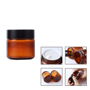 50ml, 100ml, 120ml  plastic amber brown PET cream jar large cosmetic container with black lid