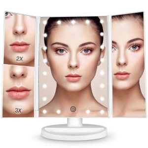 Amazon Adjustable Touching Screen 22 LED Cosmetics Makeup Mirror with Lights Best Sellers USB Charging 180 Degree Desktop Mirror
