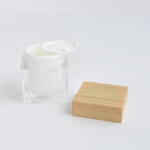 cosmetic jar Wood grain cap jar square 15ml 30ml 50ml 100ml plastic cream jar